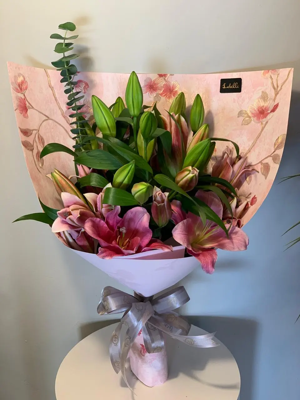 Beloved Casablanca with eucalyptus bouquet